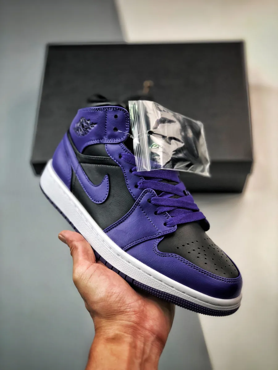 Air Jordan 1 Mid Court Purple Black #purple and black jordans 1