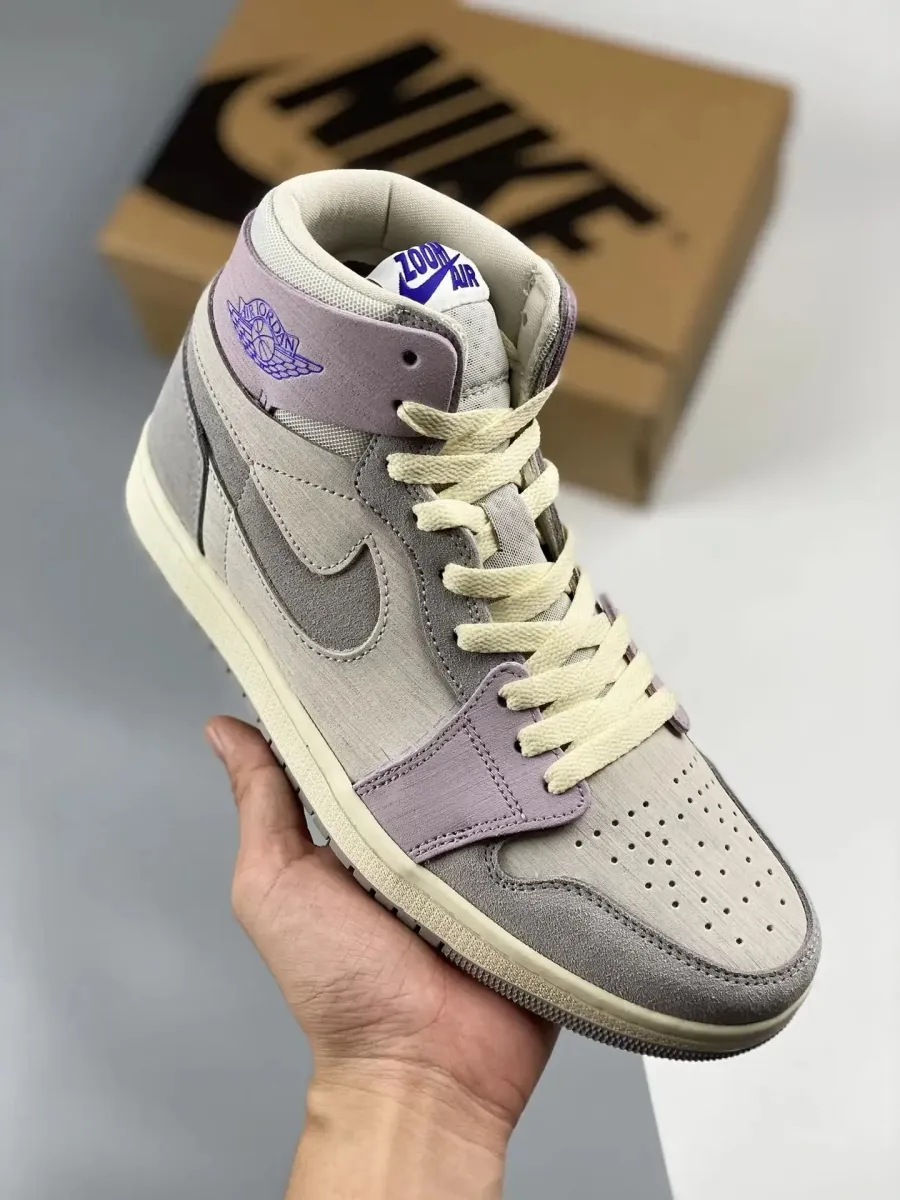 Air Jordan 1 Hi Zoom CMFT Photon Dust/Barely Grape-Grey #mens air jordan 1 zoom comfort 2 shoes