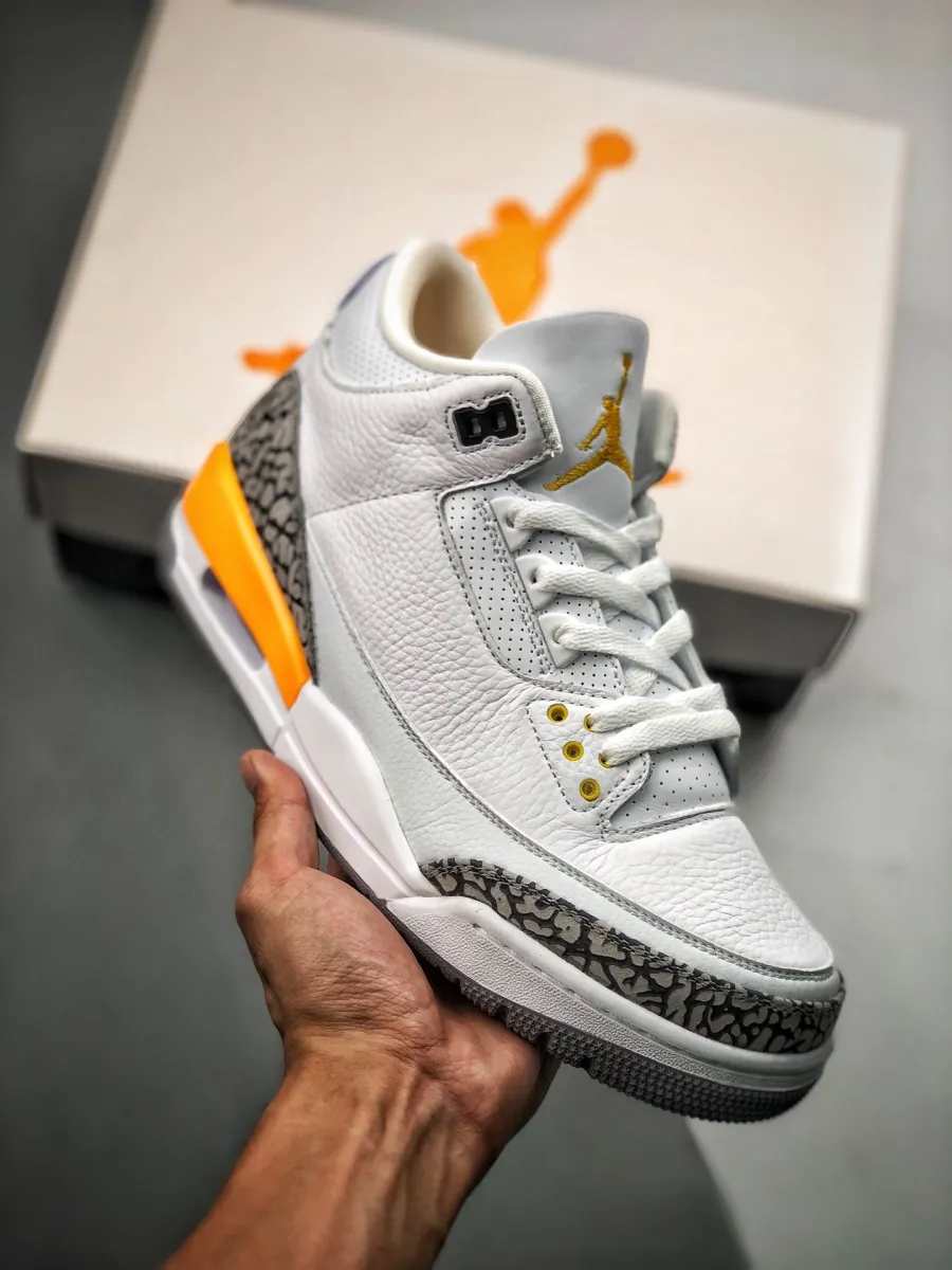 Air Jordan 3 White/Laser Orange-Cement Grey-Black / jordan 3s orange