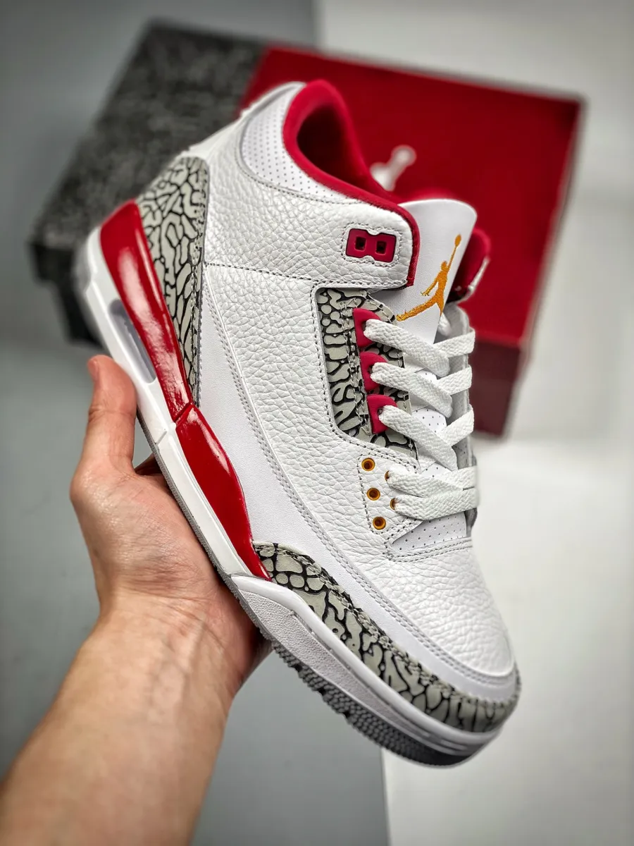 Air Jordan 3 'Cardinal' White/Light Curry-Cardinal Red-Cement Grey / jordan retro cardinal 3