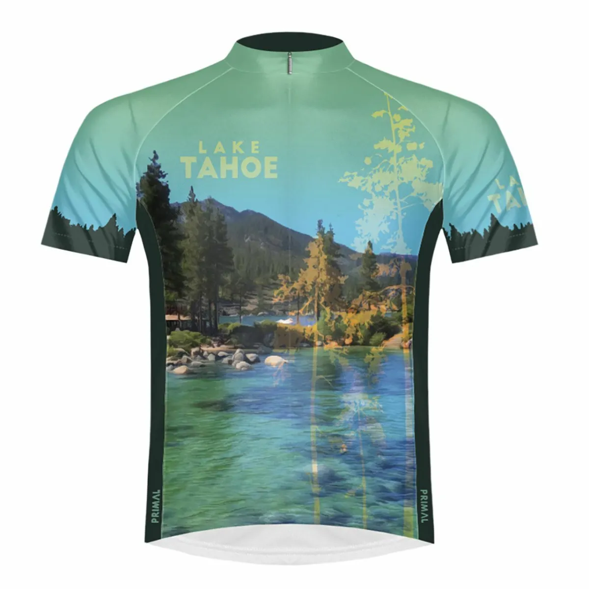 Primal Wear Lake Tahoe National Park men's Sport Cut Full Zip Short Sleeve Cycling Jersey, Sierra Nevada Cycling Jersey