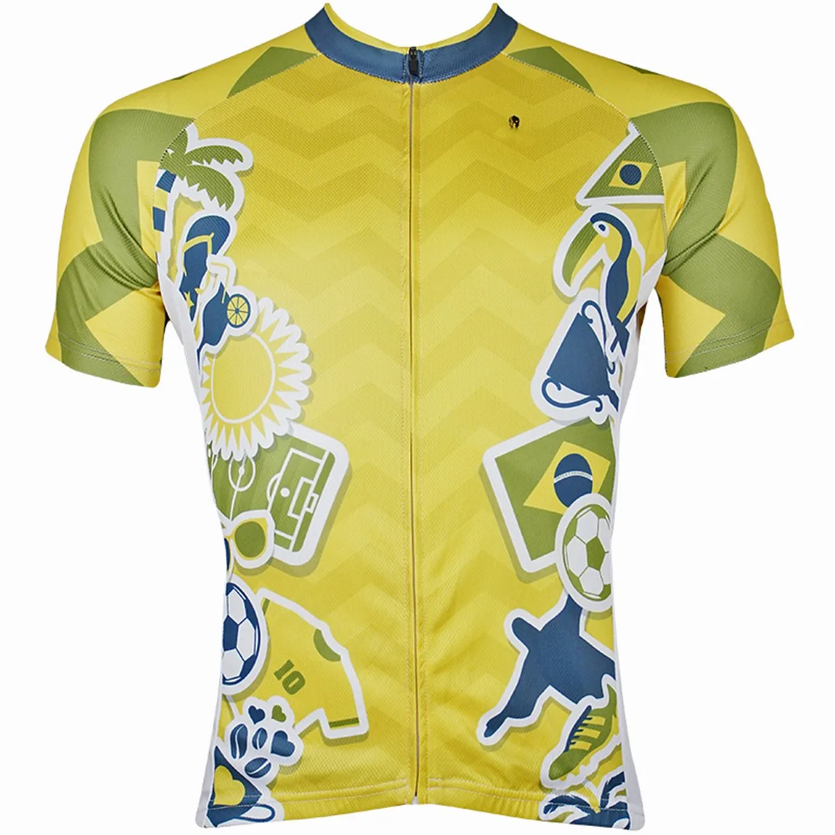 ILPALADINO Men's Cycling Brazil World Cup Games Pattern Football Fans Fashionable and Breathable Bike Riding Short Sleeve Shirt NO.152