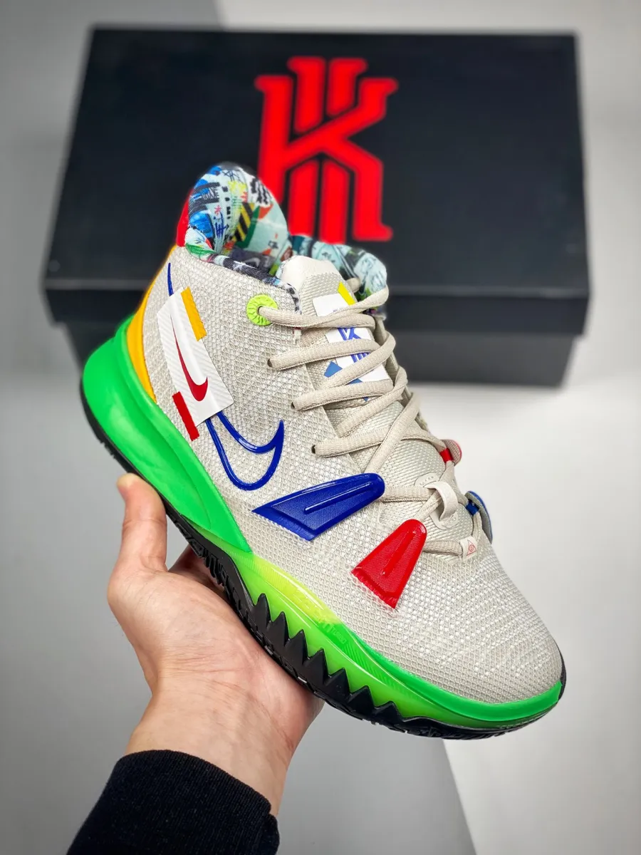 Nike Kyrie 7 'Visions' Light Bone/White-Green-Game Royal DC9122-001 - kyrie 7 green and white