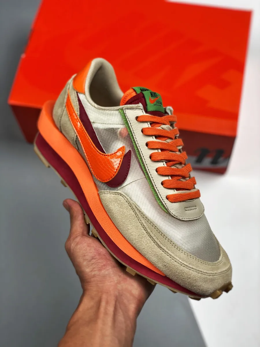 CLOT x sacai x Nike LDWaffle Net Orange Blaze DH1347-100
