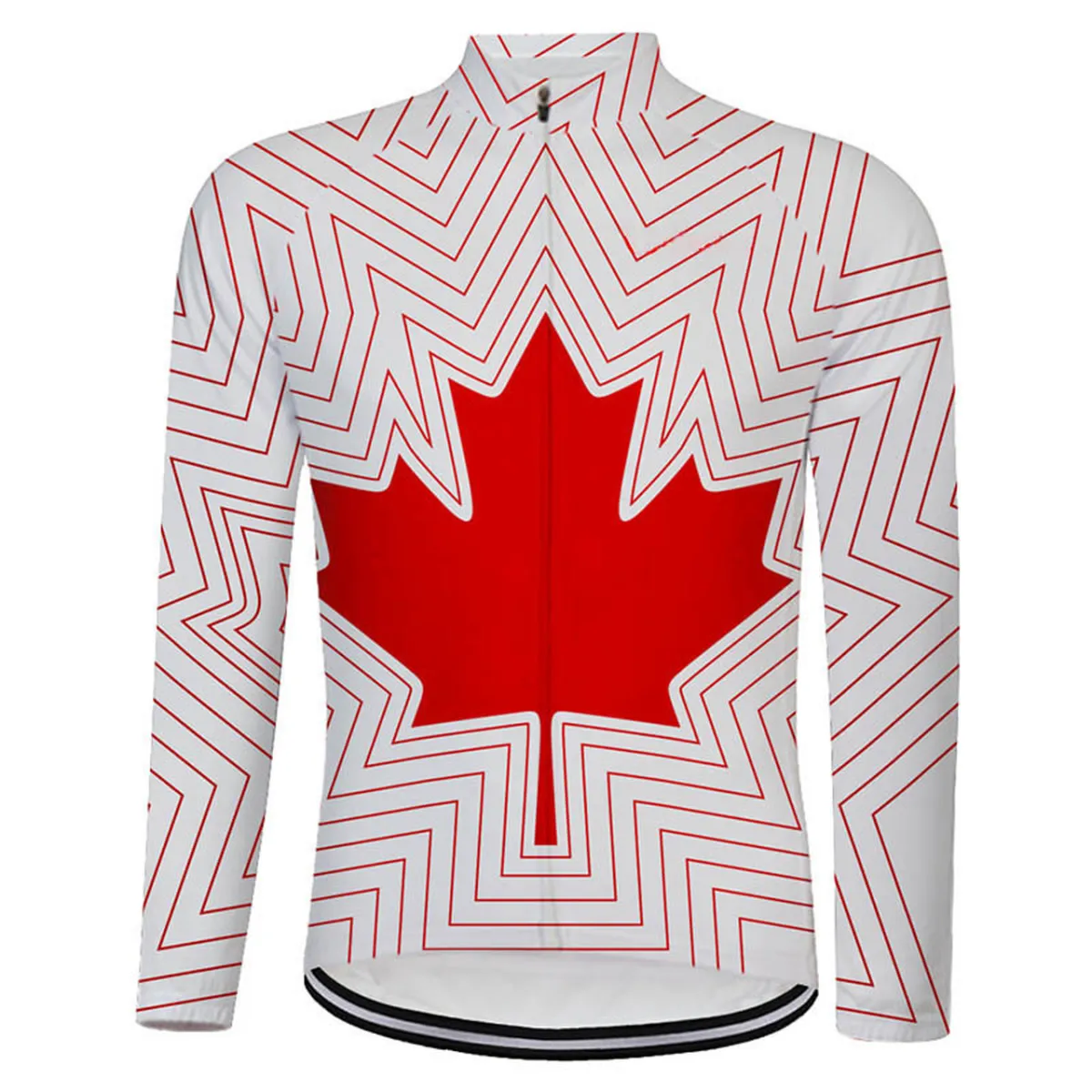 Canada Maple Leaf Long Men's sleeve Cycling Jersey White