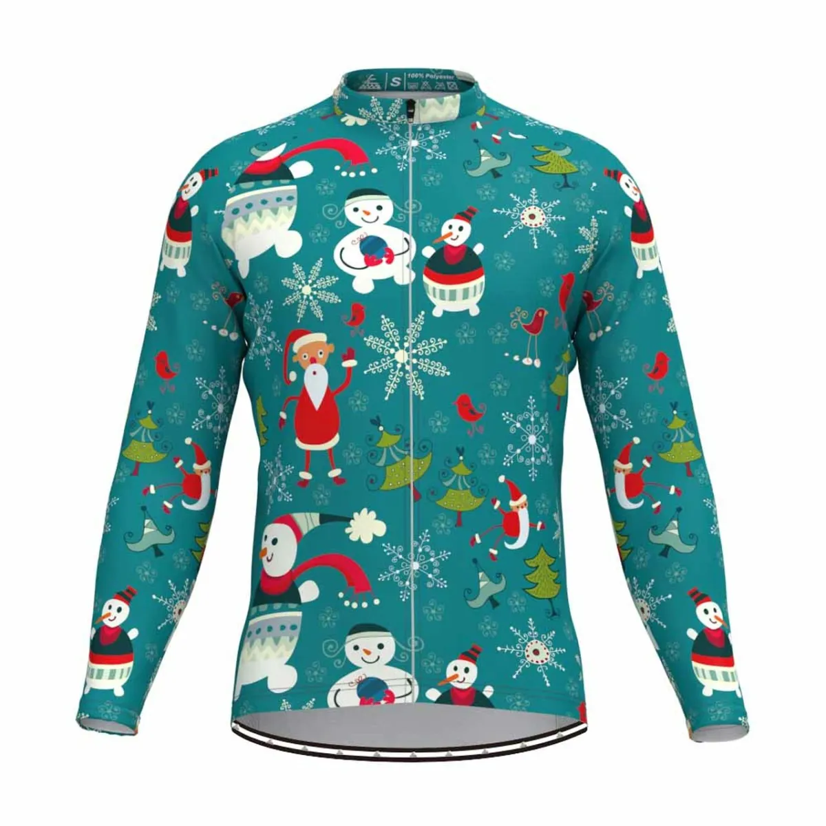 Santa Snowman Long Sleeve Cycling Jersey Green Restock