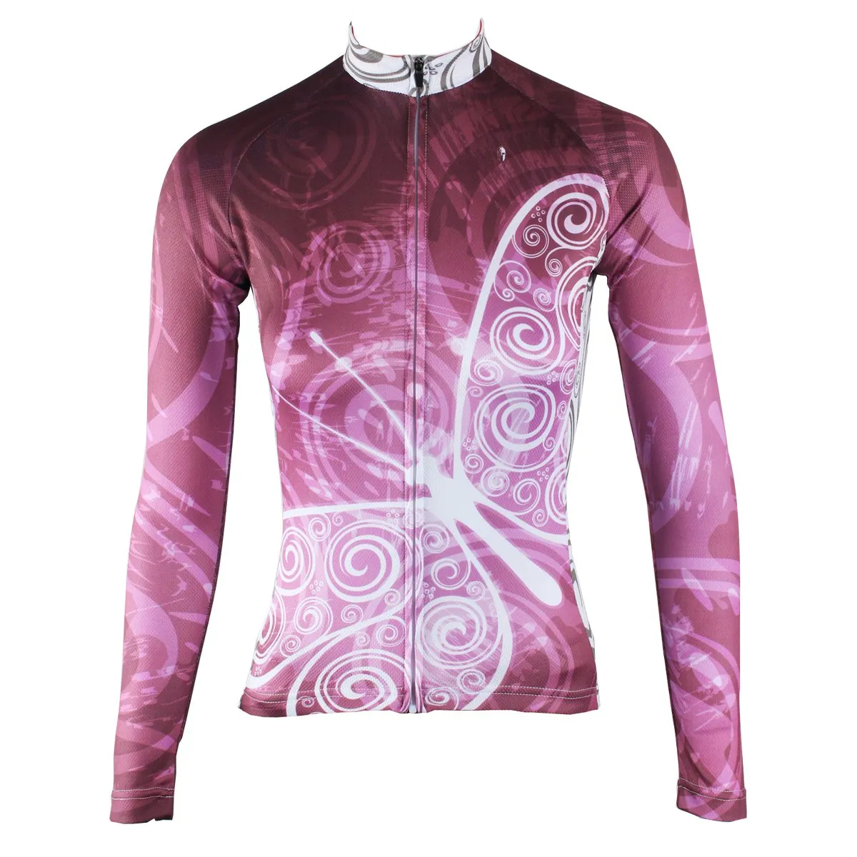ILPALADINO Purplish Red Butterfly Women's Long Sleeves Jersey Cycling Clothing Spring Autumn Pro Cycle Clothing Racing Apparel Outdoor Sports Leisure Biking shirt NO.317