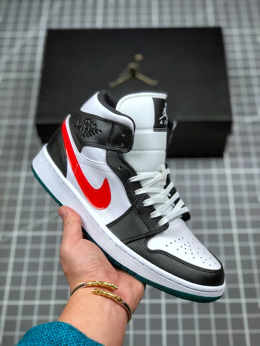 Air Jordan 1 Mid Black/University Red-White-Lucid Green Air Jordan 1 Lucid Green