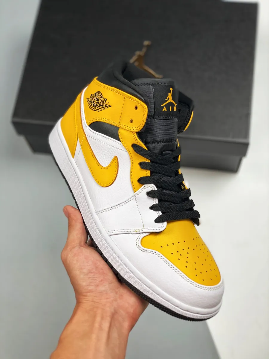 Jordan 1 Mid University Gold 554724-170 / jordan 1 mid white gold black