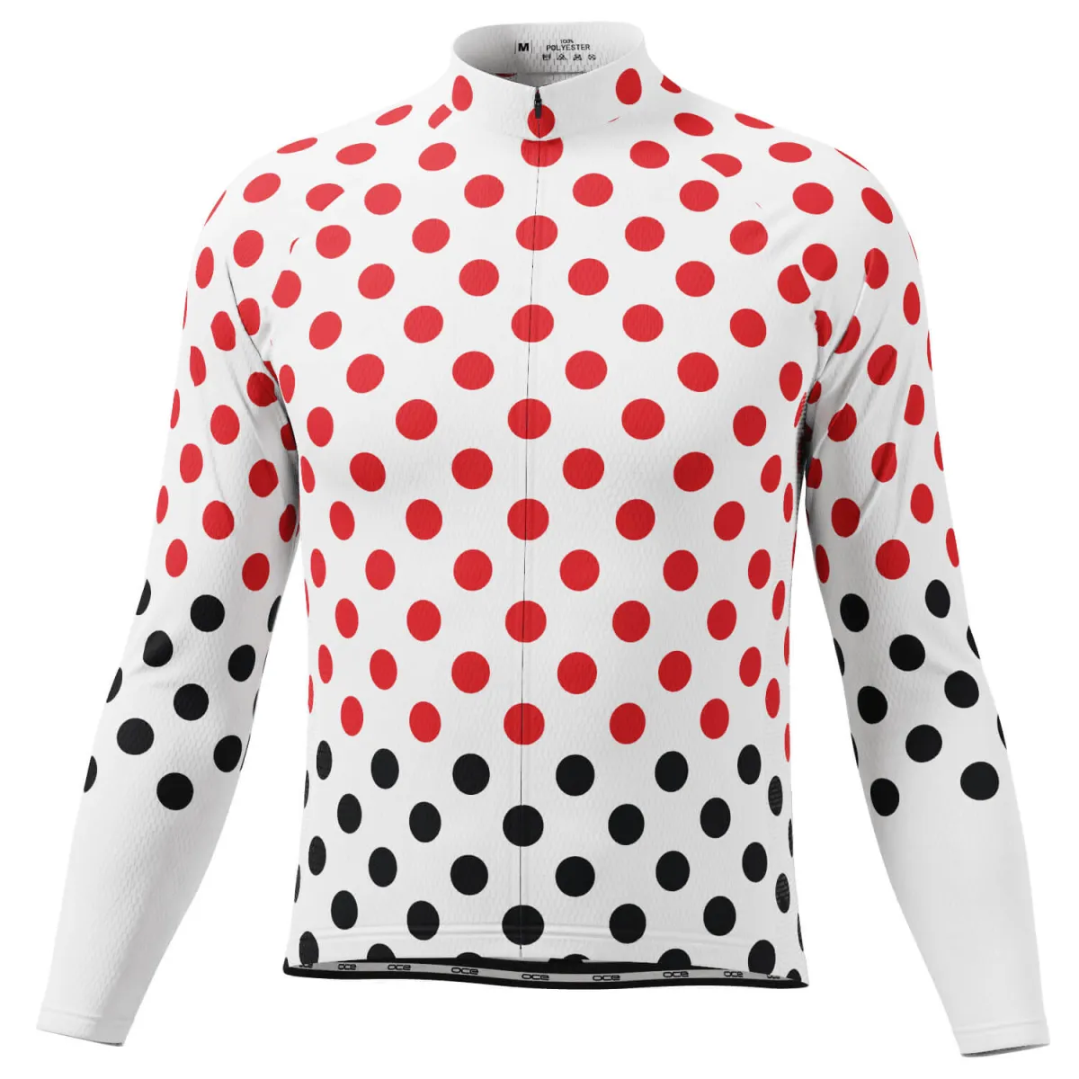 Men's White Polka Dot Long Sleeve Cycling Jersey Polka Dot Tour De France Jersey