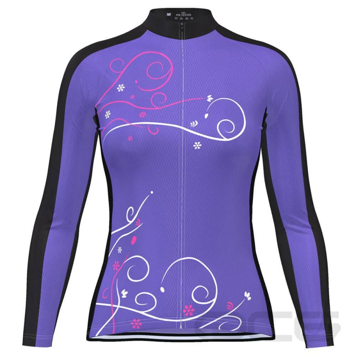 Women's Floral Swirl Long Sleeve Cycling Jersey For Sale