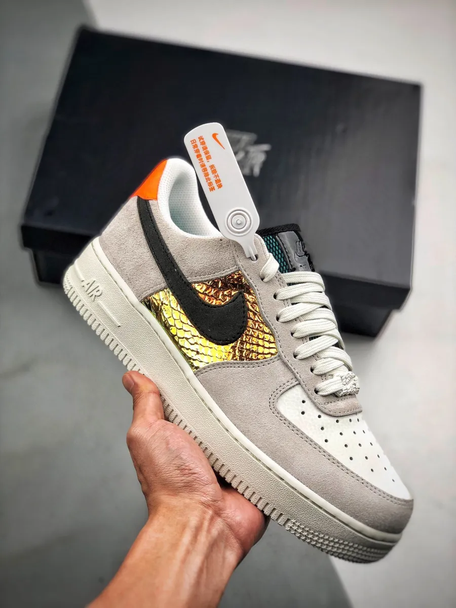 Nike Air Force 1 Low Iridescent Snakeskin Panels CW2657-001 Brand New