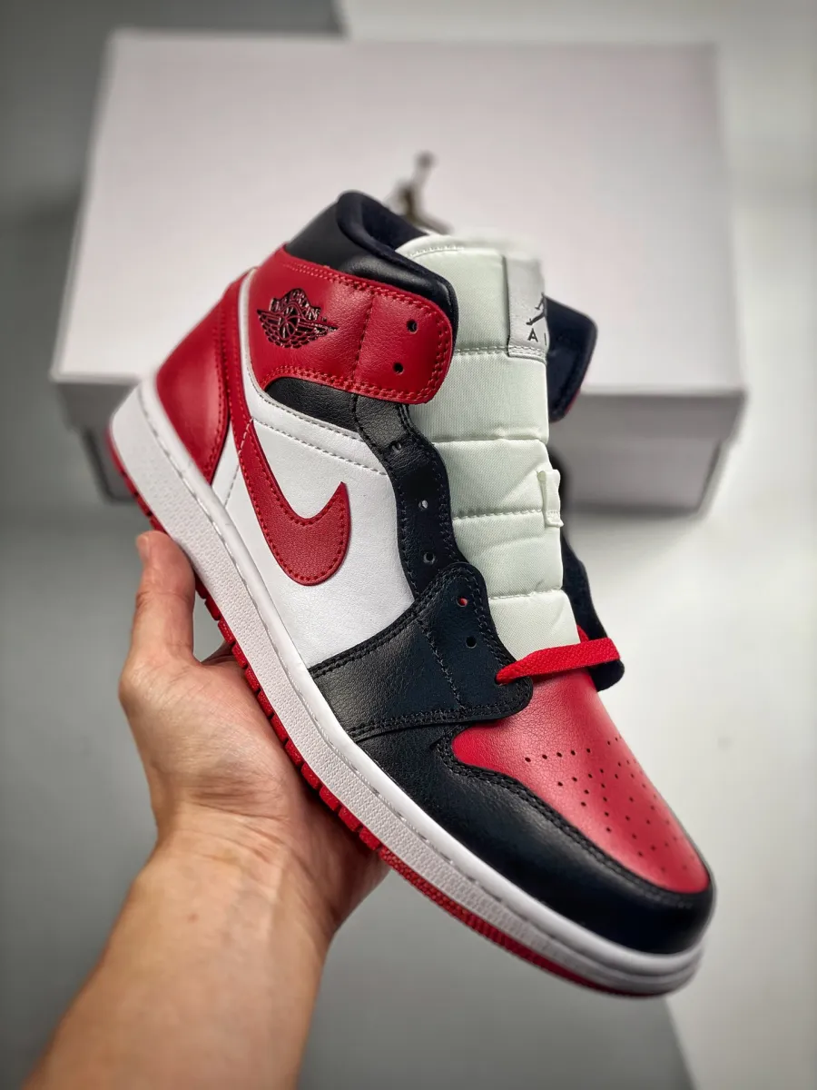 Air Jordan 1 Mid Bred Toe BQ6472-079 Jordan 1 Mid Alternate Bred Toe