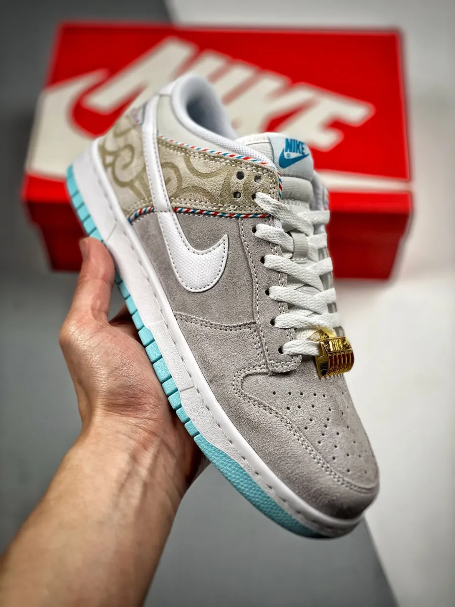 Nike Dunk Low Barber Shop Grey/White-Red-Blue DH7614-500 / nike dunk barber shop grey