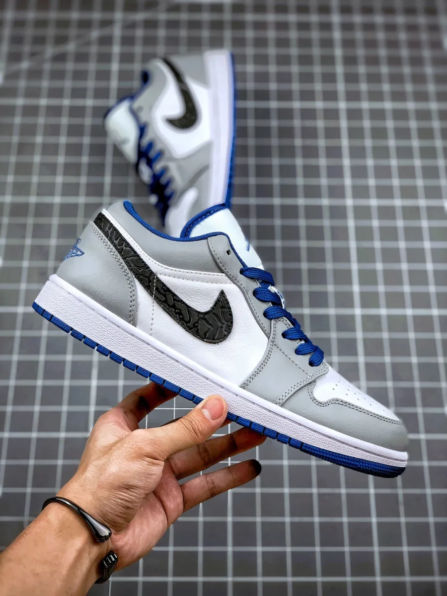 Air Jordan 1 Low White/True Blue-Cement Grey-Black Jordan 1 Cement Blue