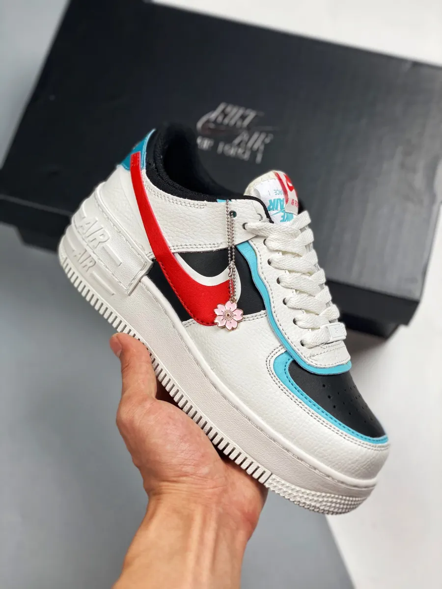 Nike Air Force 1 Shadow Bleached Aqua For Womens DA4291-100 af1 black chile red