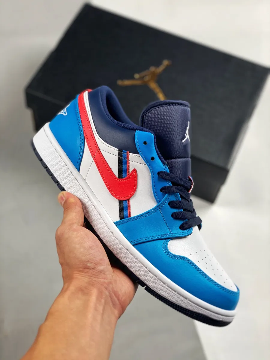 Air Jordan 1 Low White Blue Crimson #jordan 1s red and blue