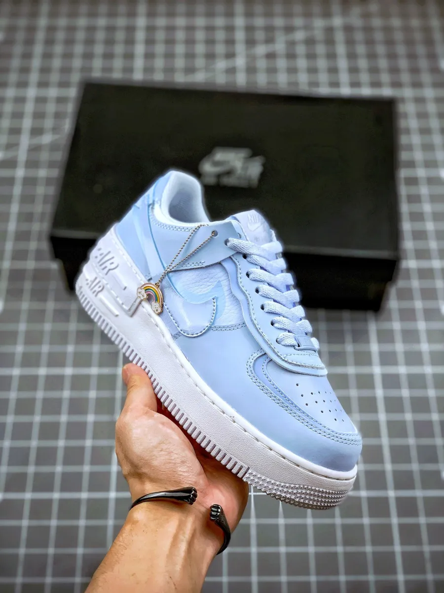 Nike Air Force 1 Shadow Hydrogen Blue White CV3020-400 / women's air force 1 shadow hydrogen blue/white