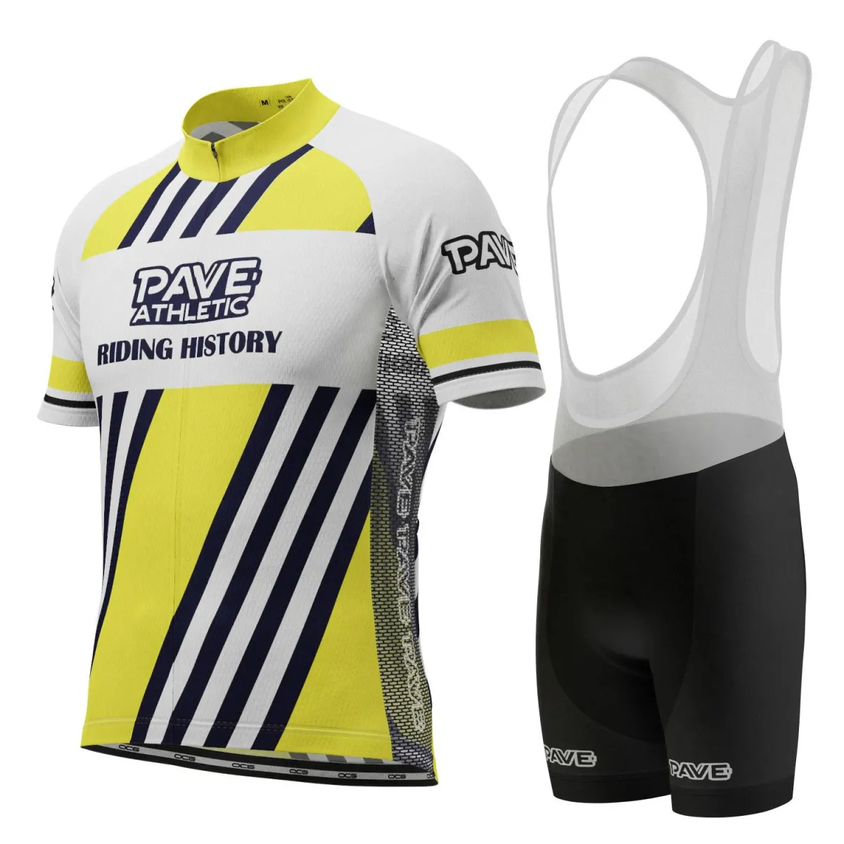 PAVE Athletic Retro Auto Yellow Short Sleeve Cycling Kit