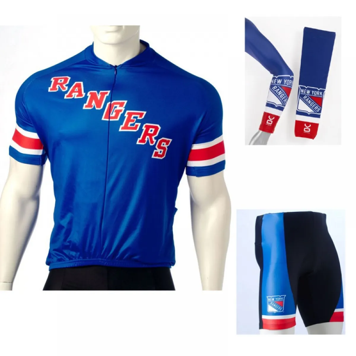 NHL New York Rangers Cycling Jerseys Bib Shorts Arm Warmers