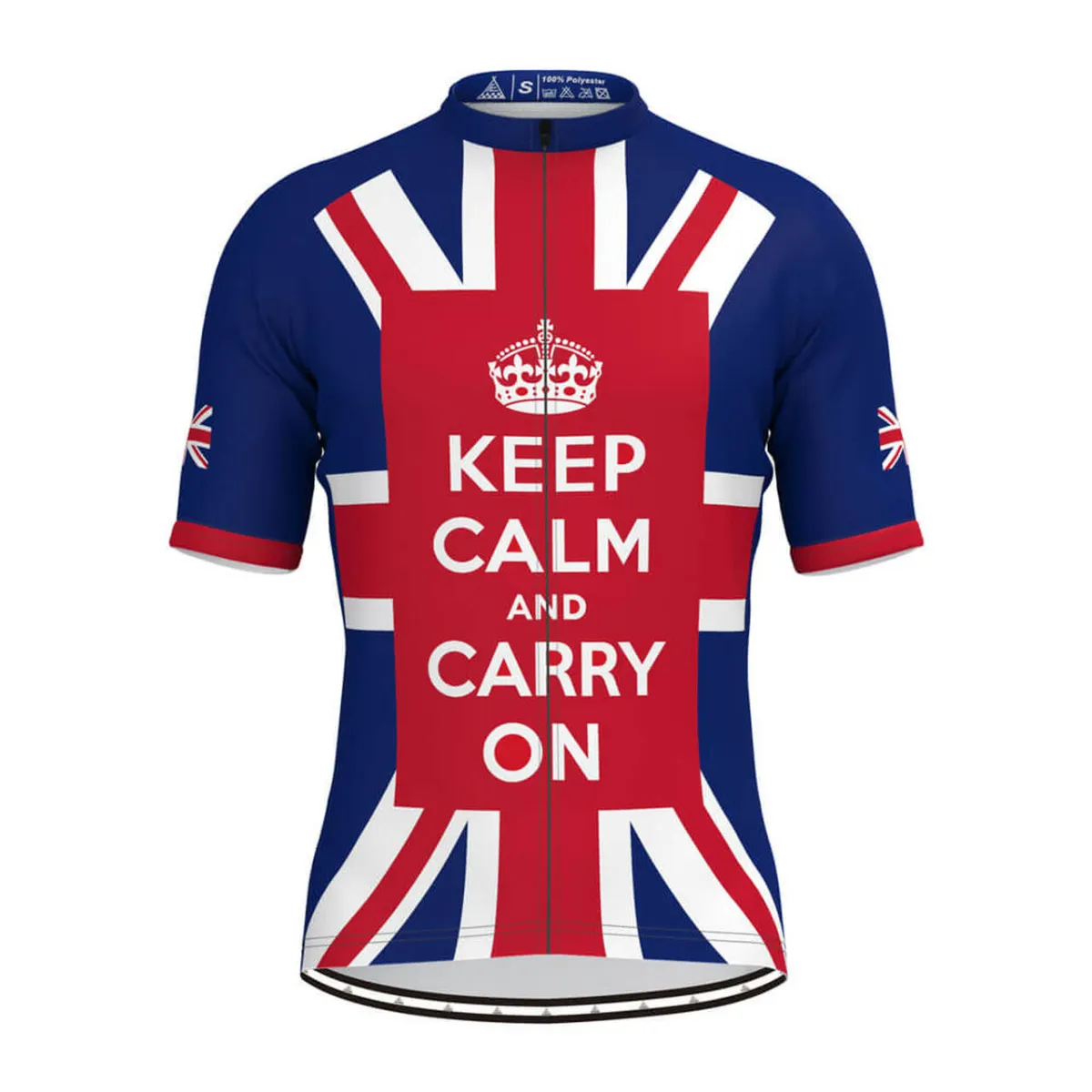 UK Flag Keep Calm And Carry On Men's Cycling Jersey