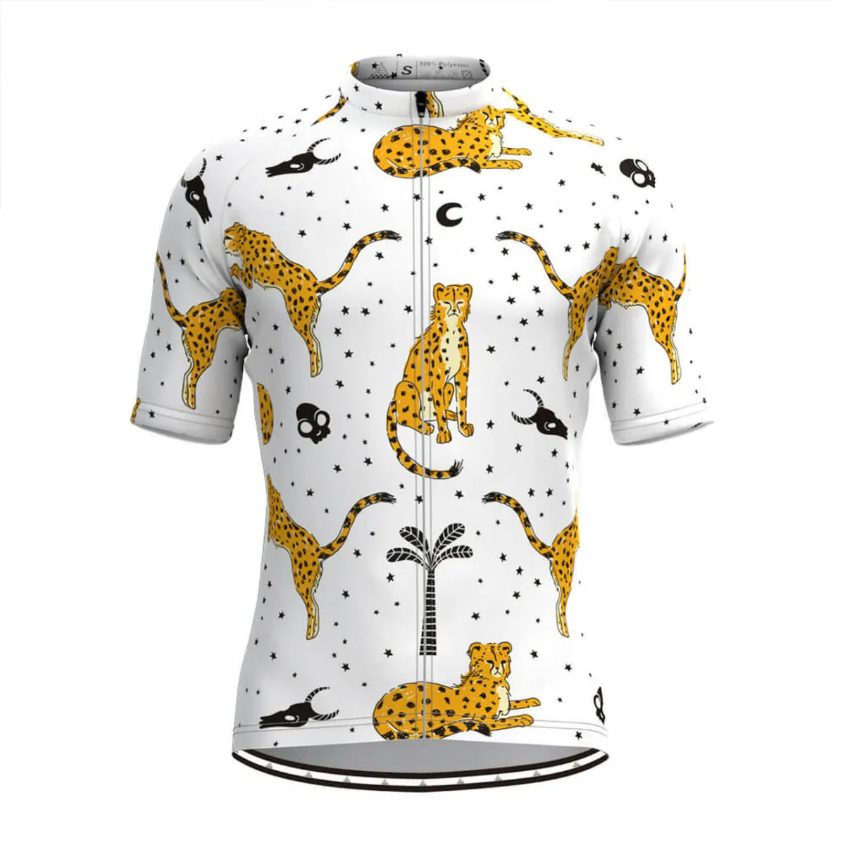 Men's Leopard Coconut Tree Print Cycling Jersey Restock