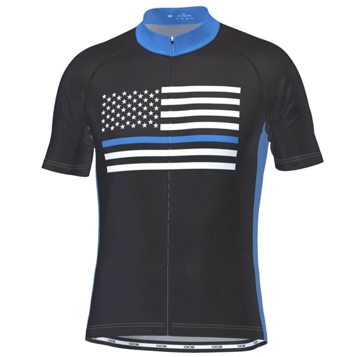 Men's Blue American Flag Short Sleeve Cycling Jersey / Thin Blue Line Shorts
