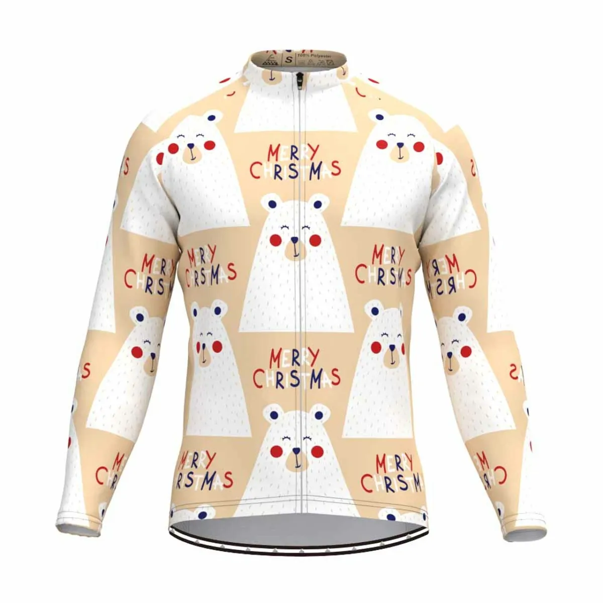 Merry Christmas Cartoon Elk Long Sleeve Cycling Jersey
