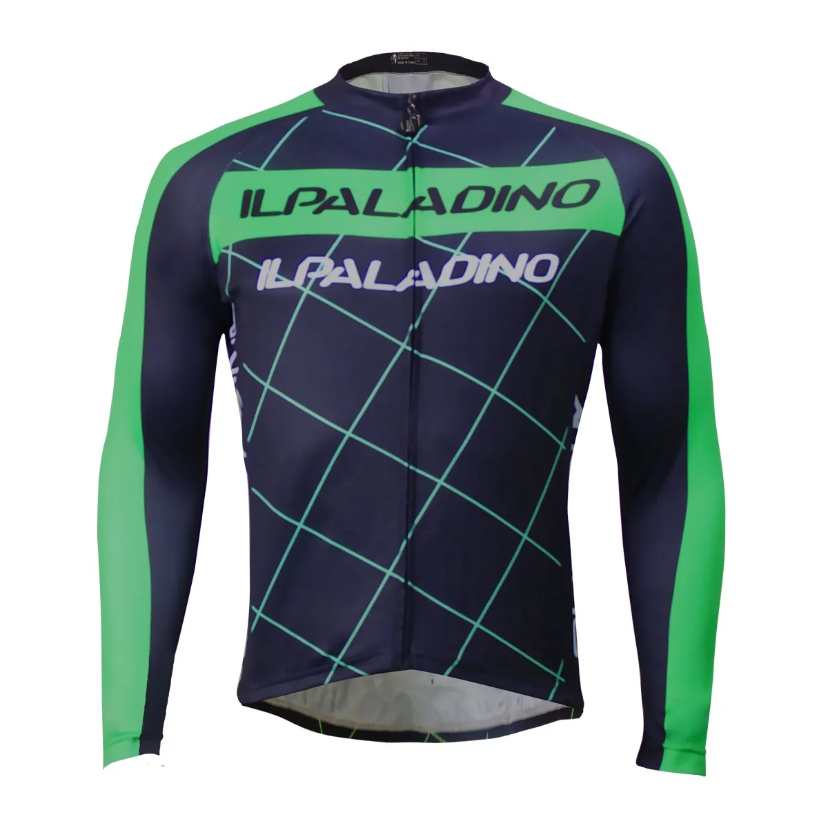 Men's Long-sleeve Black Cycling Jersey with Green-strip Suit Spring Fall/Autumn NO.765