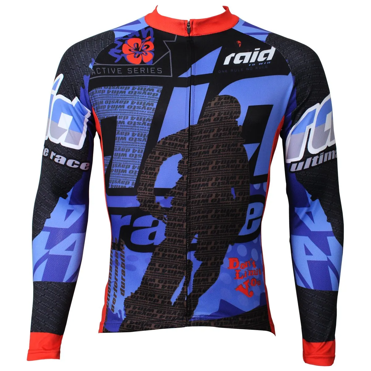 Men's Stylish Hidden-Zipper Long-sleeve Blue Cycling Jersey NO.383