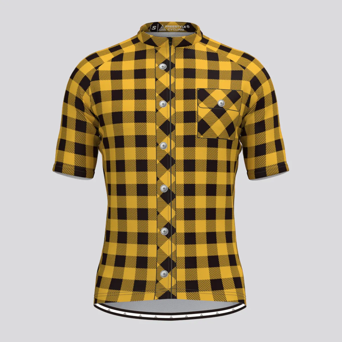 Plaid Checkered Shirt V2 Men's Cycling Jersey Yellow Online