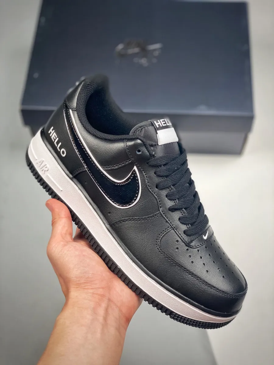 Nike Air Force 1 Low 'HELLO' Black/Black-White #nike air force 1 black and white limited edition