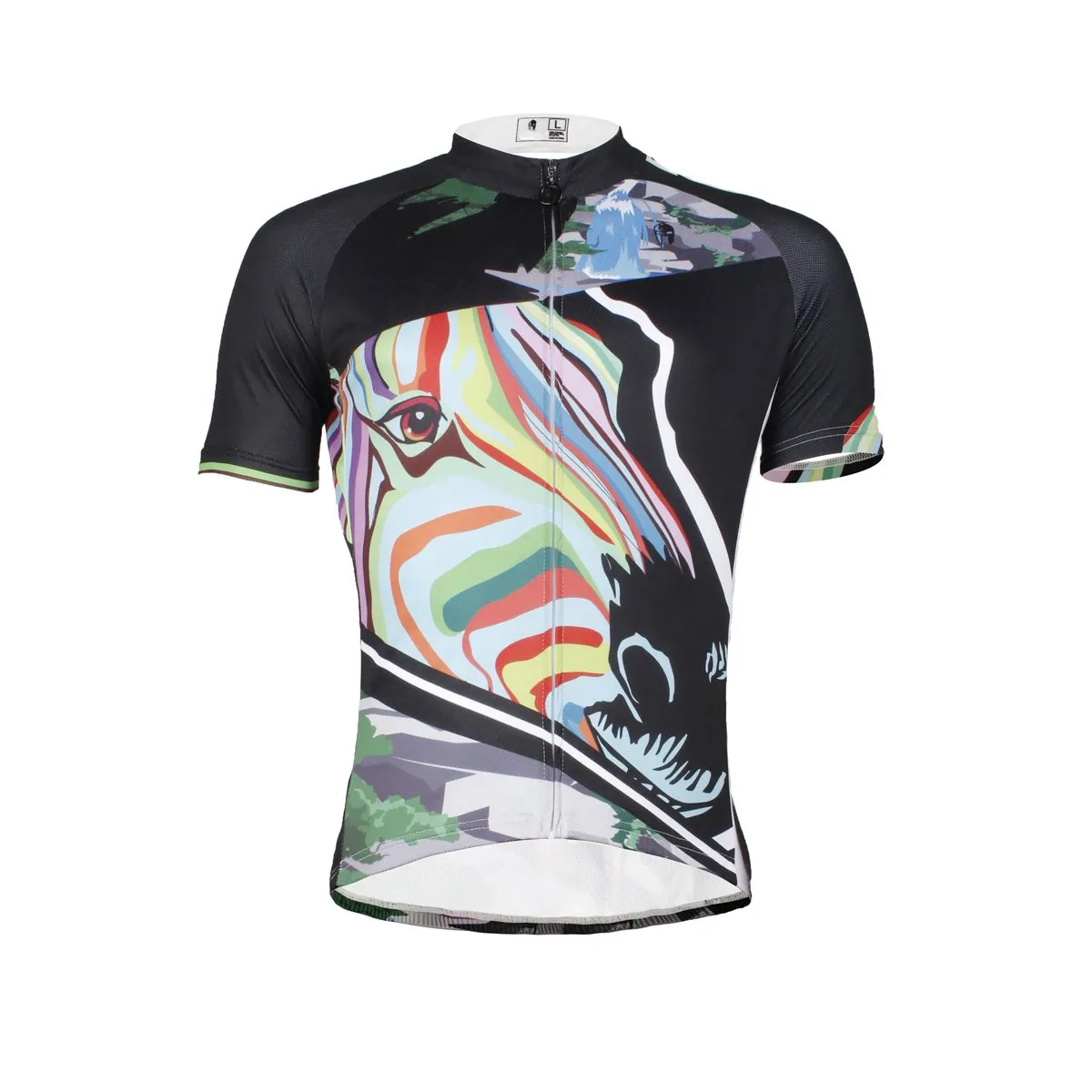 Ilpaladino Multicoloured Zebra Head Breathable Cycling Jersey Men's Short-Sleeve Sport Bicycling Shirts Summer Quick Dry Wear NO.633