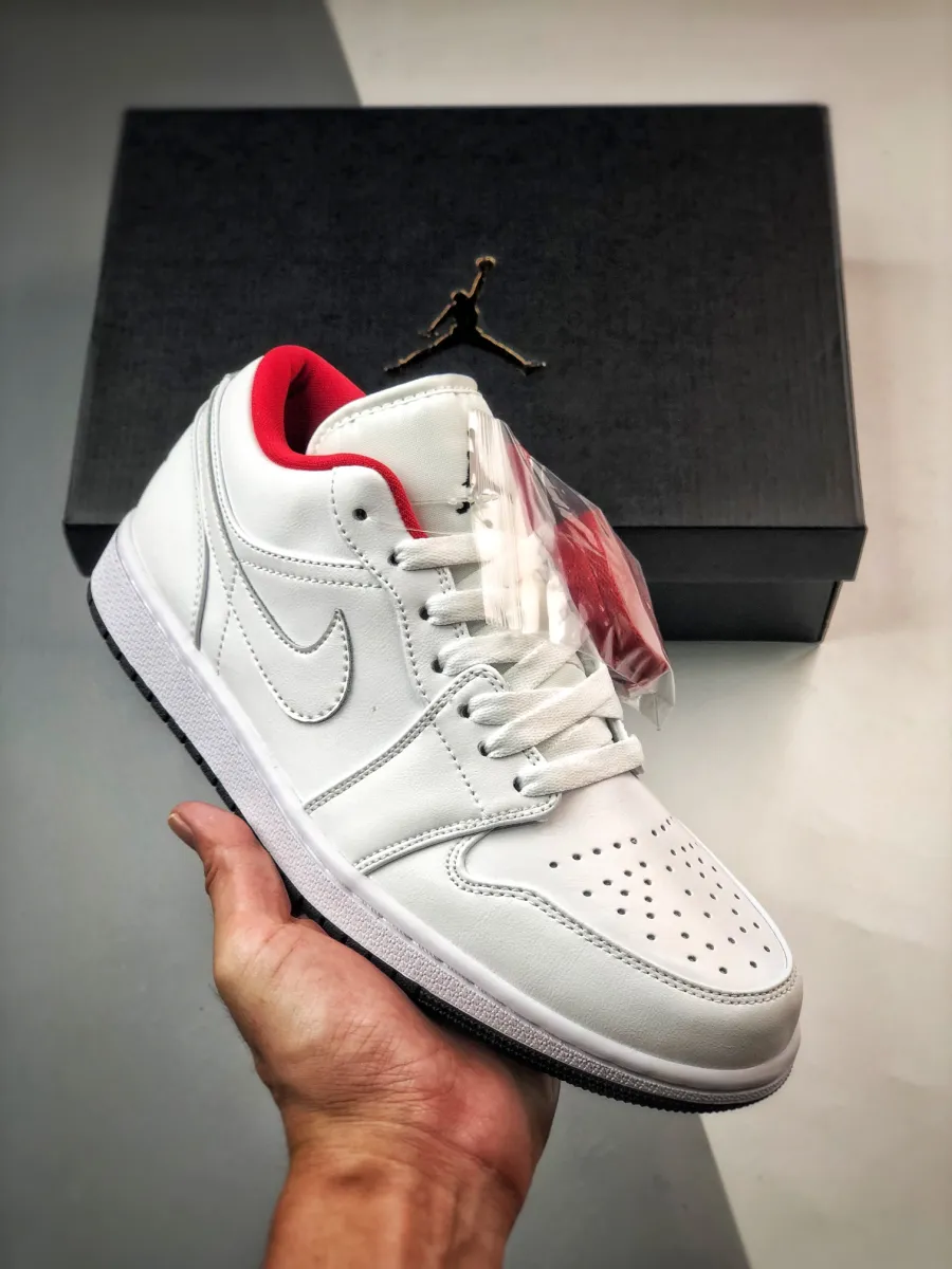 Air Jordan 1 Low White Red and Black 553560-164 Aj 1 Low White Red