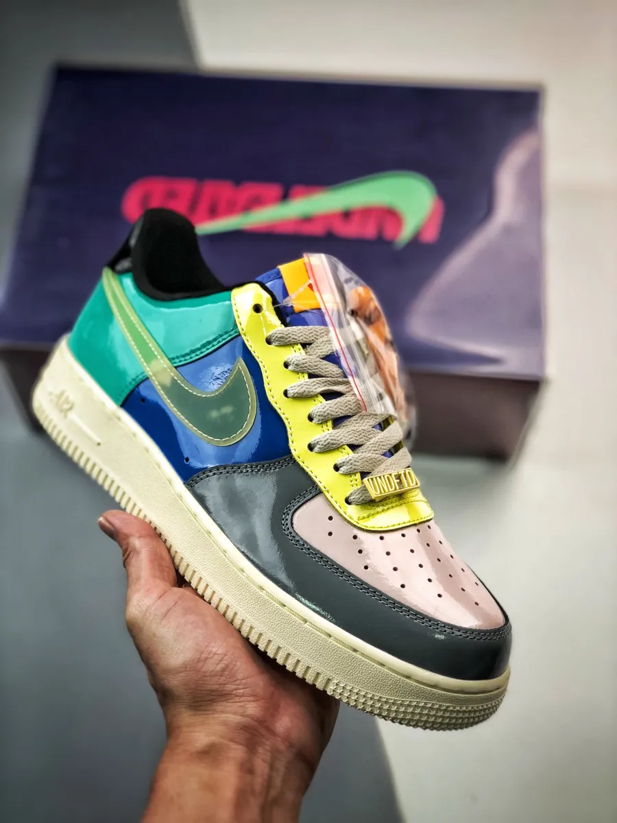 Undefeated x Nike Air Force 1 Low Multi Patent Teal Grey DV5255-001 #undefeated topaz gold