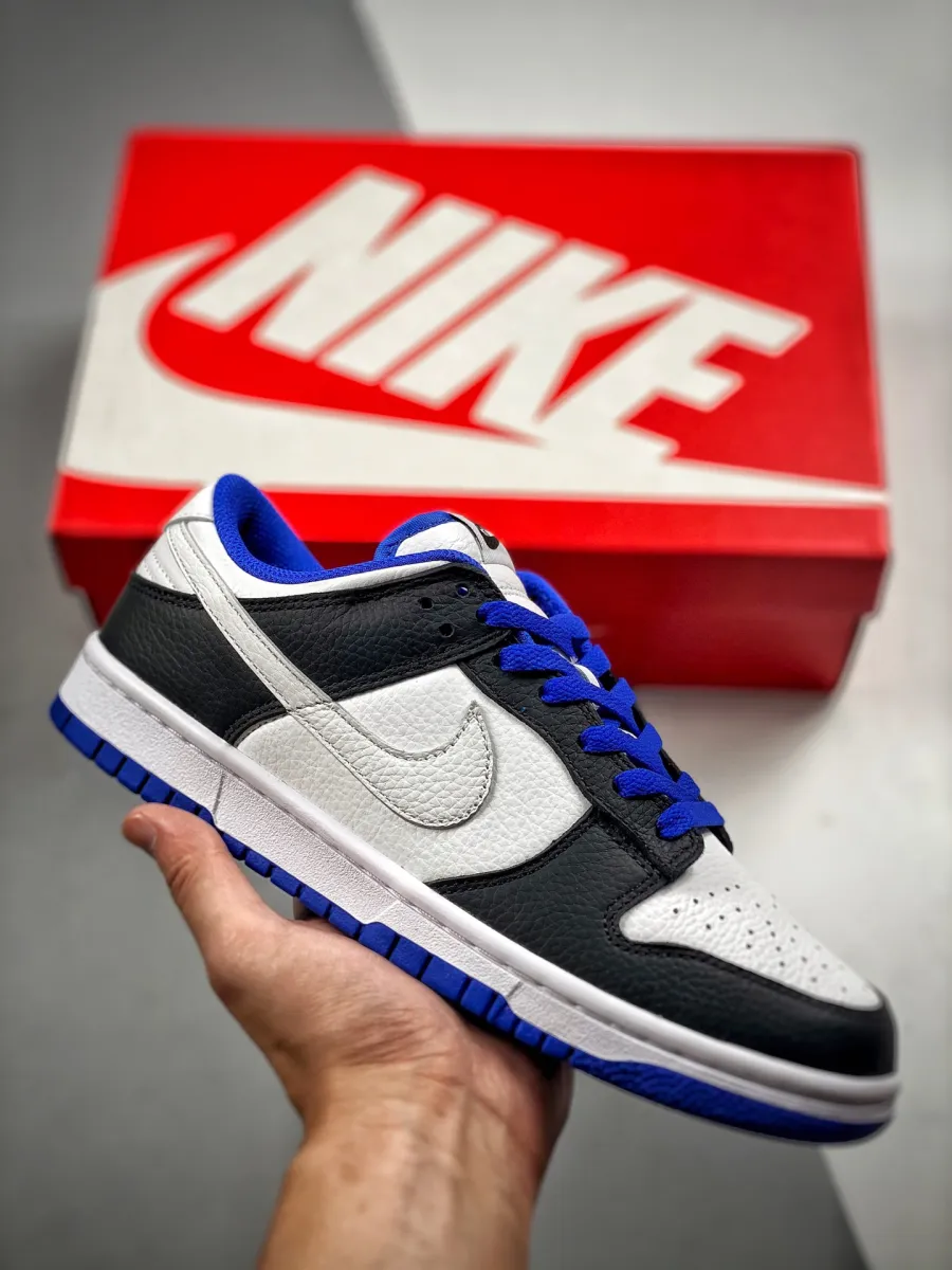 Nike Dunk Low White Black Racer Blue #nike dunk low black and blue
