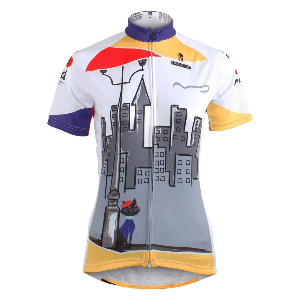Ilpaladino City& Black Cat Women's Quick Dry Short-Sleeve Cycling Jersey Biking Shirts Breathable Summer Apparel Outdoor Sports Gear Wear NO.601