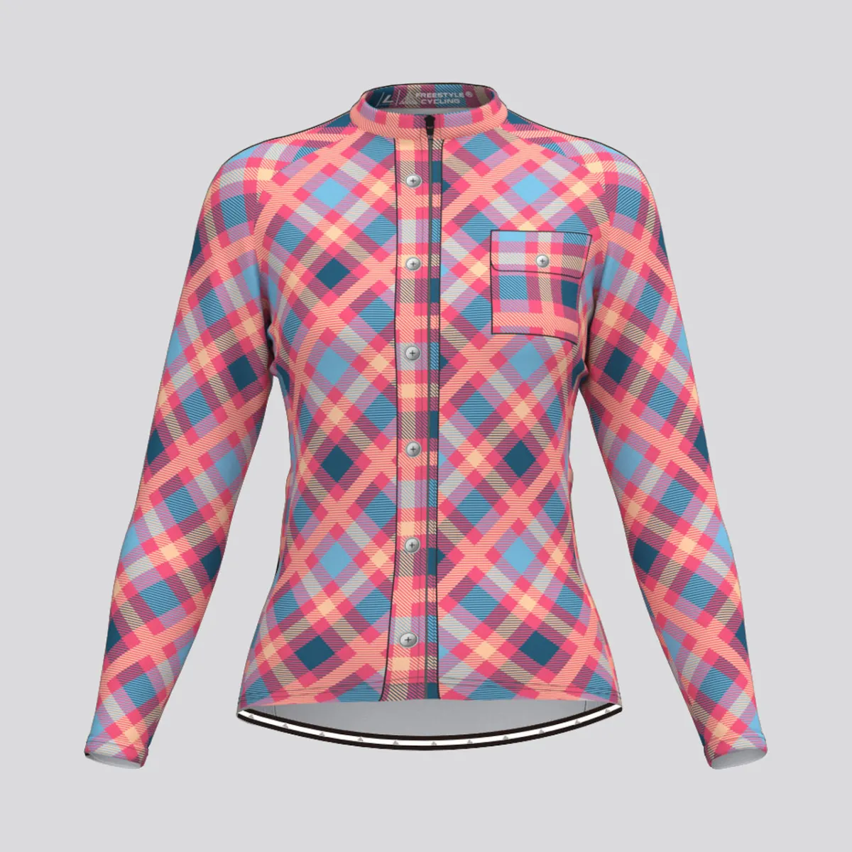 Plaid Checkered Shirt V29 Women's LS Cycling Jersey Restock