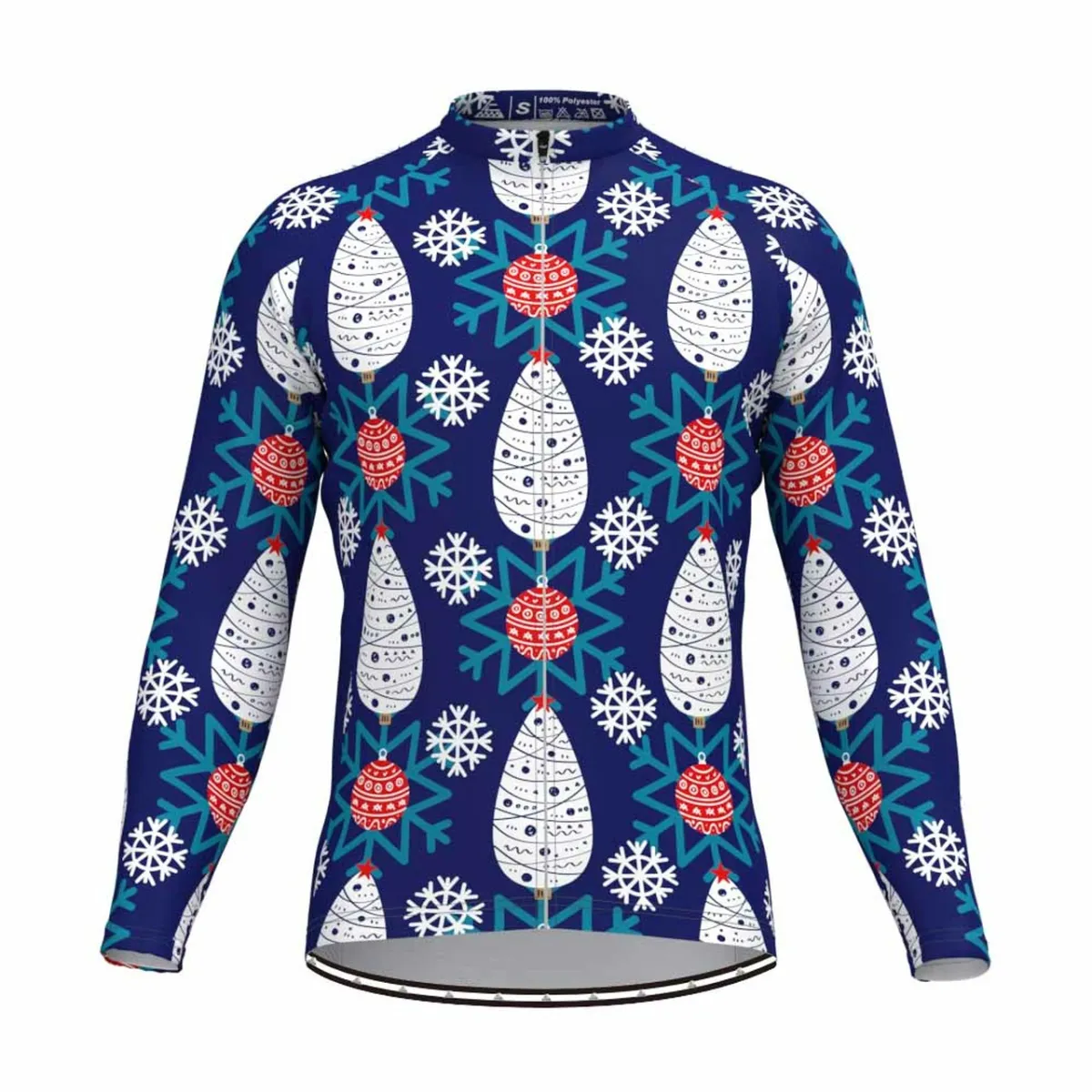 Christmas Graphic Print Long Sleeve Cycling Jersey Outlet