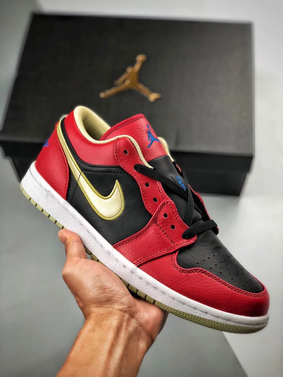 Air Jordan 1 Low Gym Red/Game Royal-Black-Metallic Gold / jordan 1 low black and gold