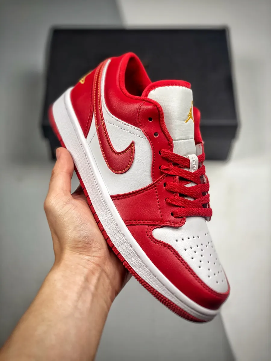 Air Jordan 1 Low 'Cardinal' White Red 553558-607 Jordan 1 Low Cardinal Red/light Curry/white Men's Shoe