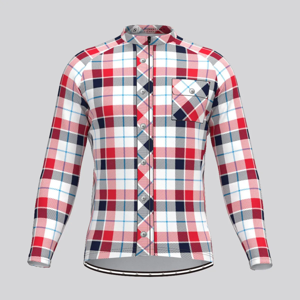 Plaid Checkered Shirt V8 Men's LS Cycling Jersey To Buy