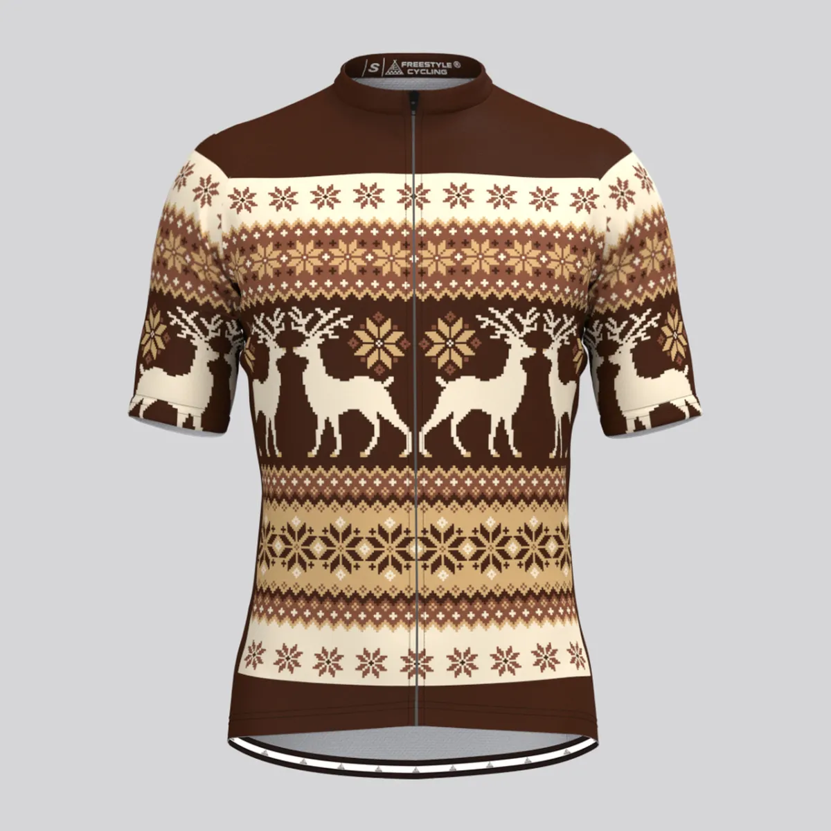 Men's Classic Ugly Christmas sweater Cycling Jersey - Brown