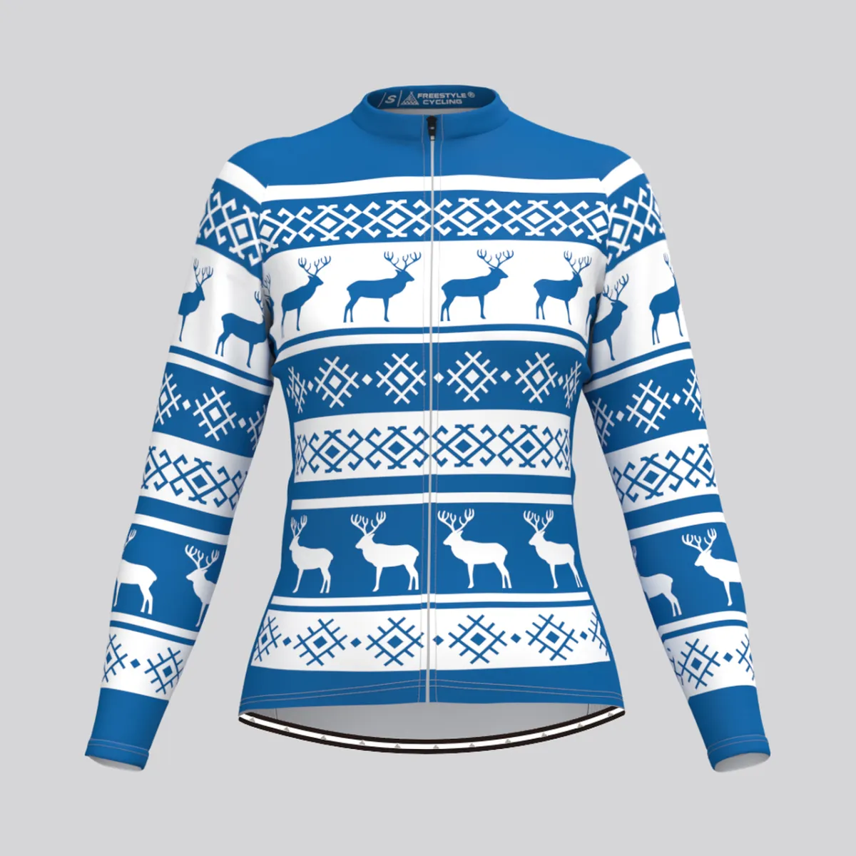 Women's Classic Ugly Christmas sweater LS Cycling Jersey - Blue