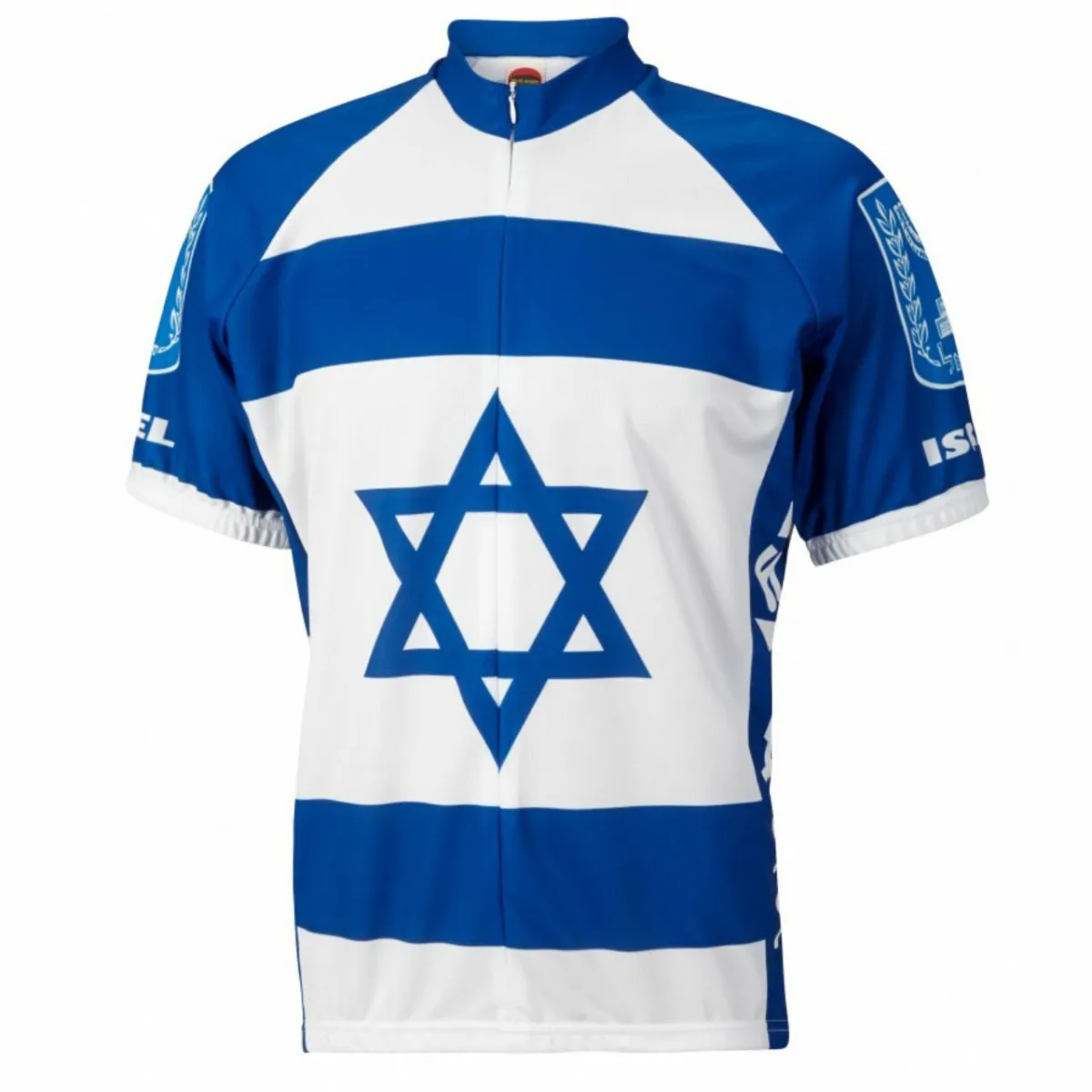 Israel National Flag Style Short sleeve 16" zip men's cycling jersey