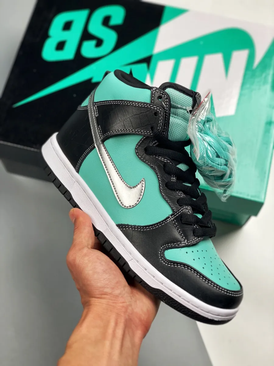 Diamond Supply Co. x Nike SB Dunk High Aqua/Chrome-Black / diamond dunk high