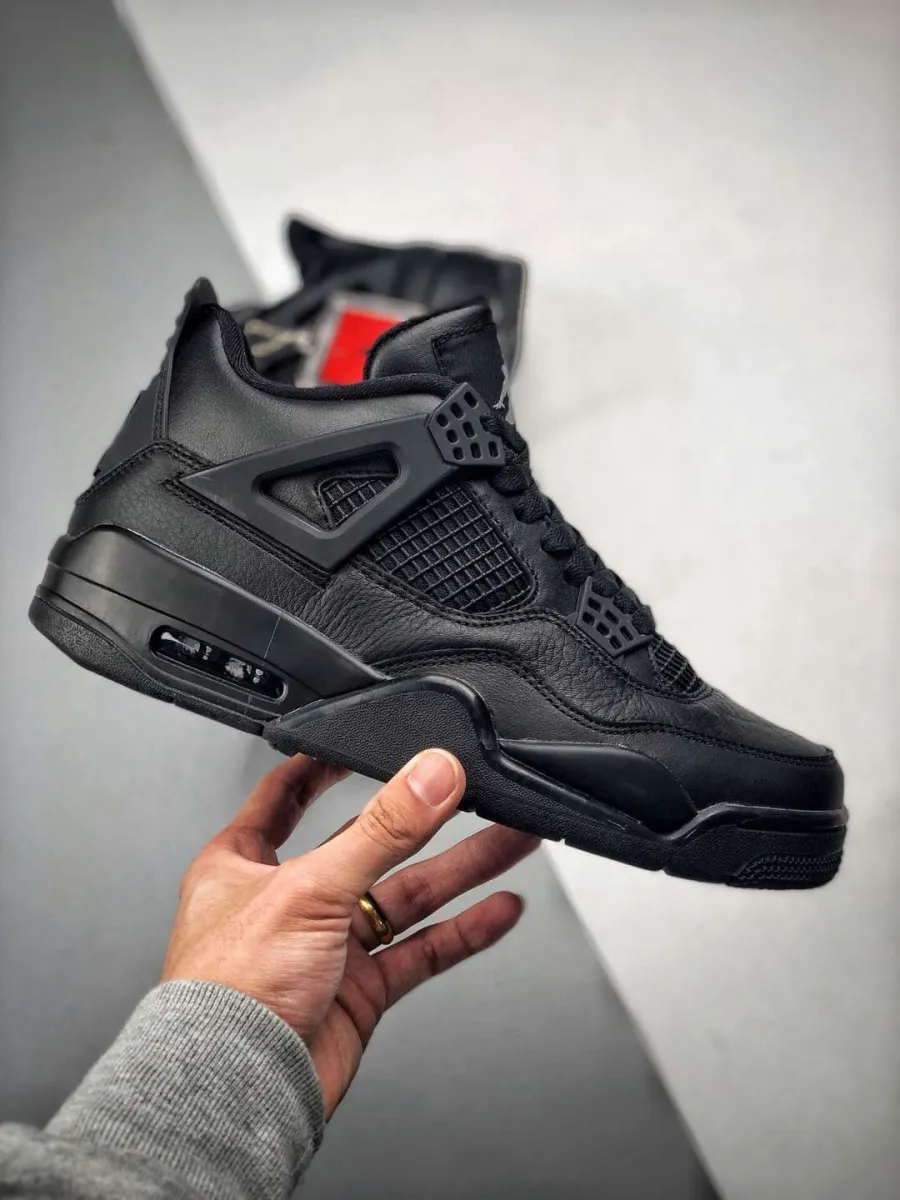 Air Jordan 4 Retro 'Black Cat' Black/Black-Light Graphite black cats 4 goat