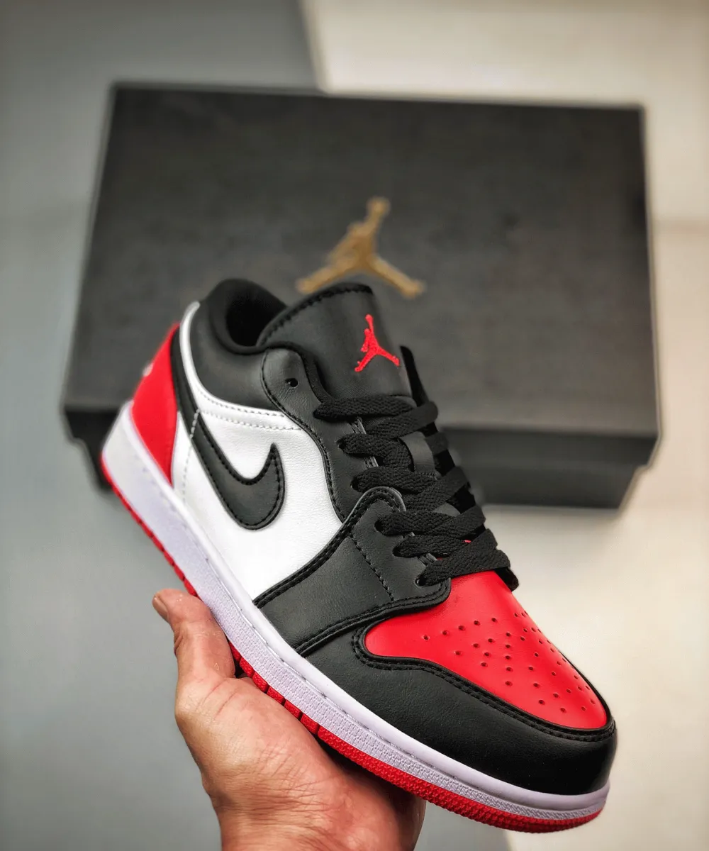 New Releases Air Jordan 1 Low 'Bred Toe' White/Black-Varsity Red 553558-161
