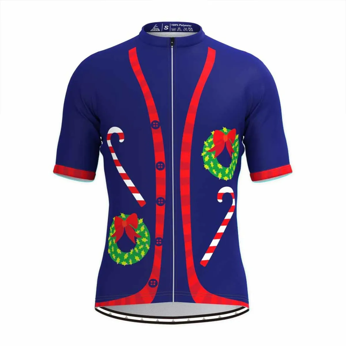 Ugly Christmas Sweater Vest Cycling Jersey-Candy cane&Donuts