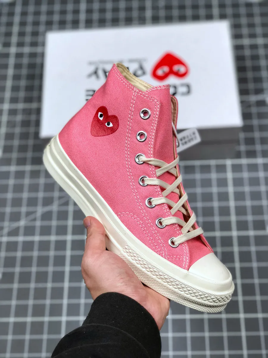 Converse x PLAY CDG Chuck 70 High Top Strawberry Pink/Egret/High Risk Red / pink converse play